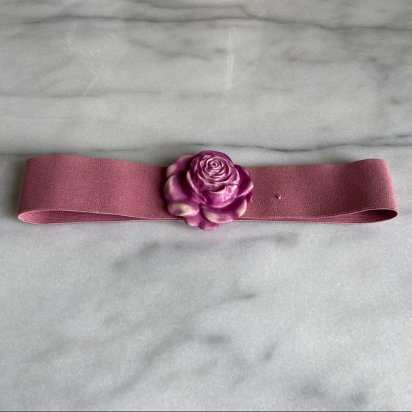Vintage Accessories - VINTAGE • Rose Waist Belt Pastel Goth Kawaii Retro Lilac Dusty Pink Elastic Cute